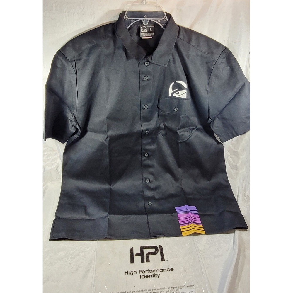 HPI Taco Bell Short Sleeve Button Up Employee Work Shirt - Black - Large - New